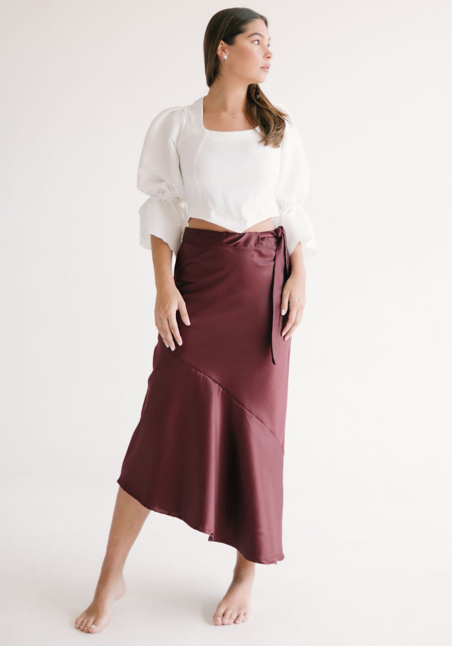 Asymmetric midi skirt Wine