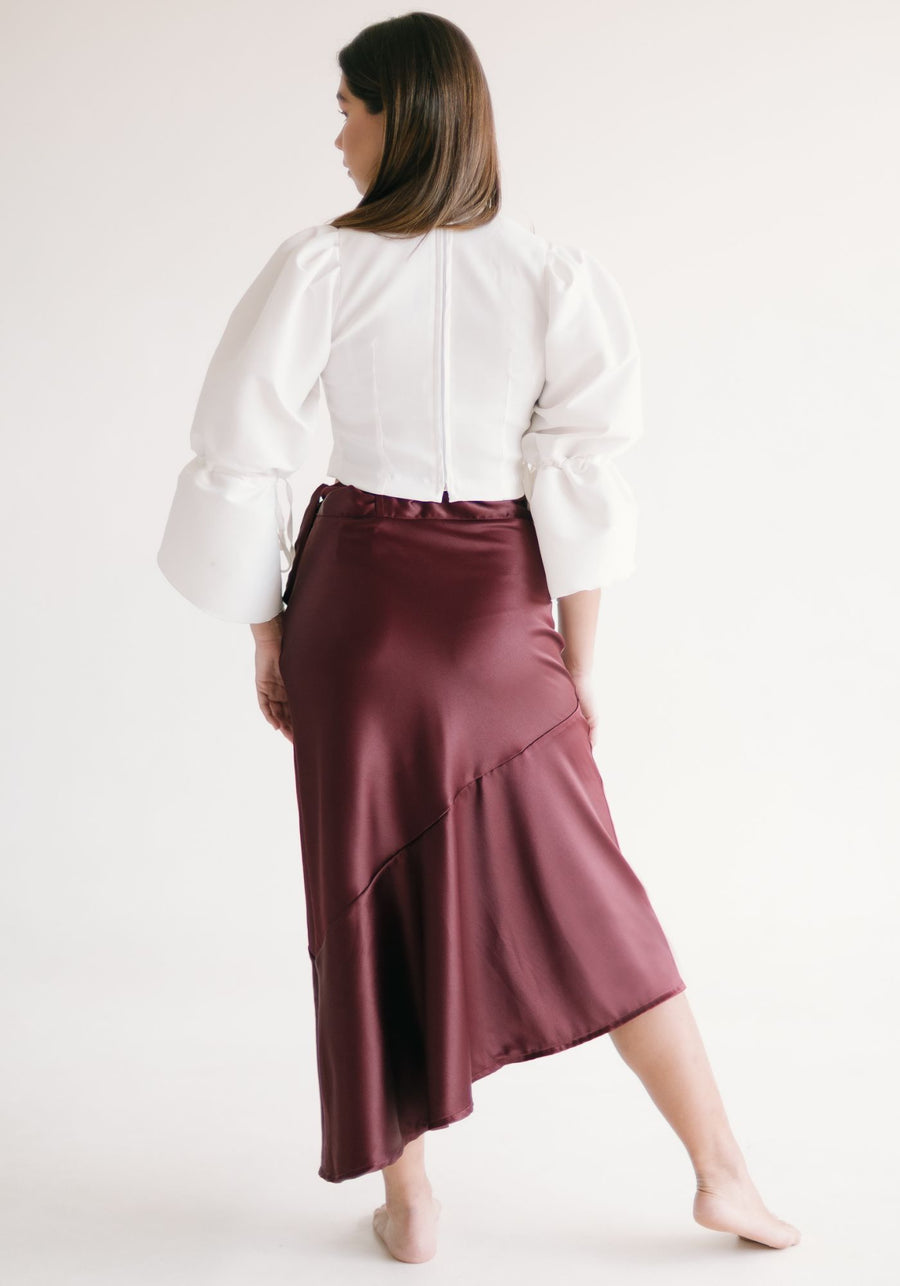 Asymmetric midi skirt Wine