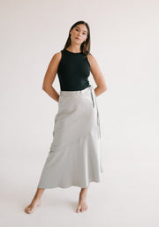 Assymetric midi skirt silver