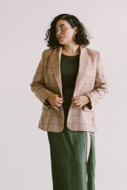 Blazer oversized pata de gallo beige front