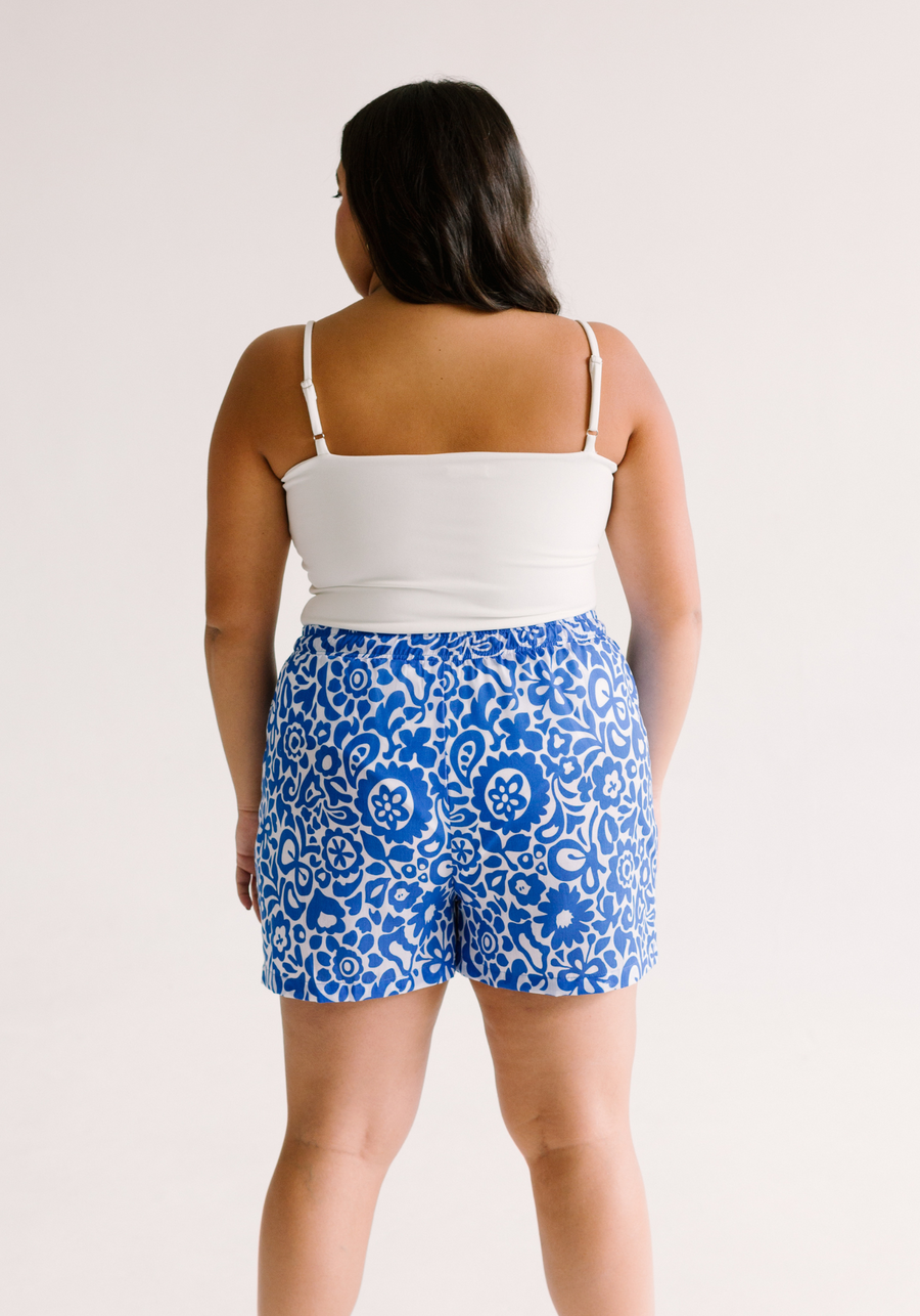 Short palermo print mykonos azul