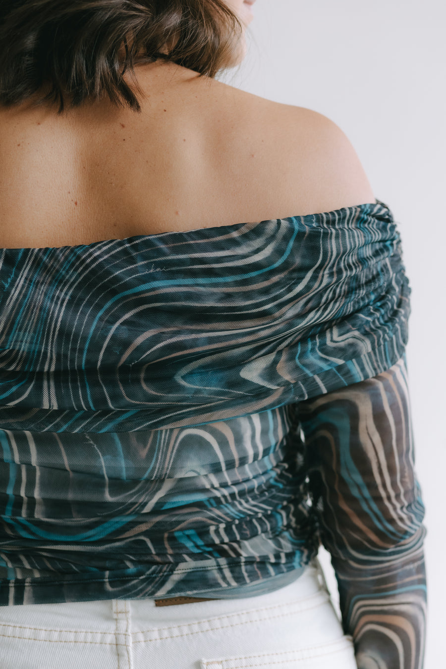 Top Mesh Estampado Mar