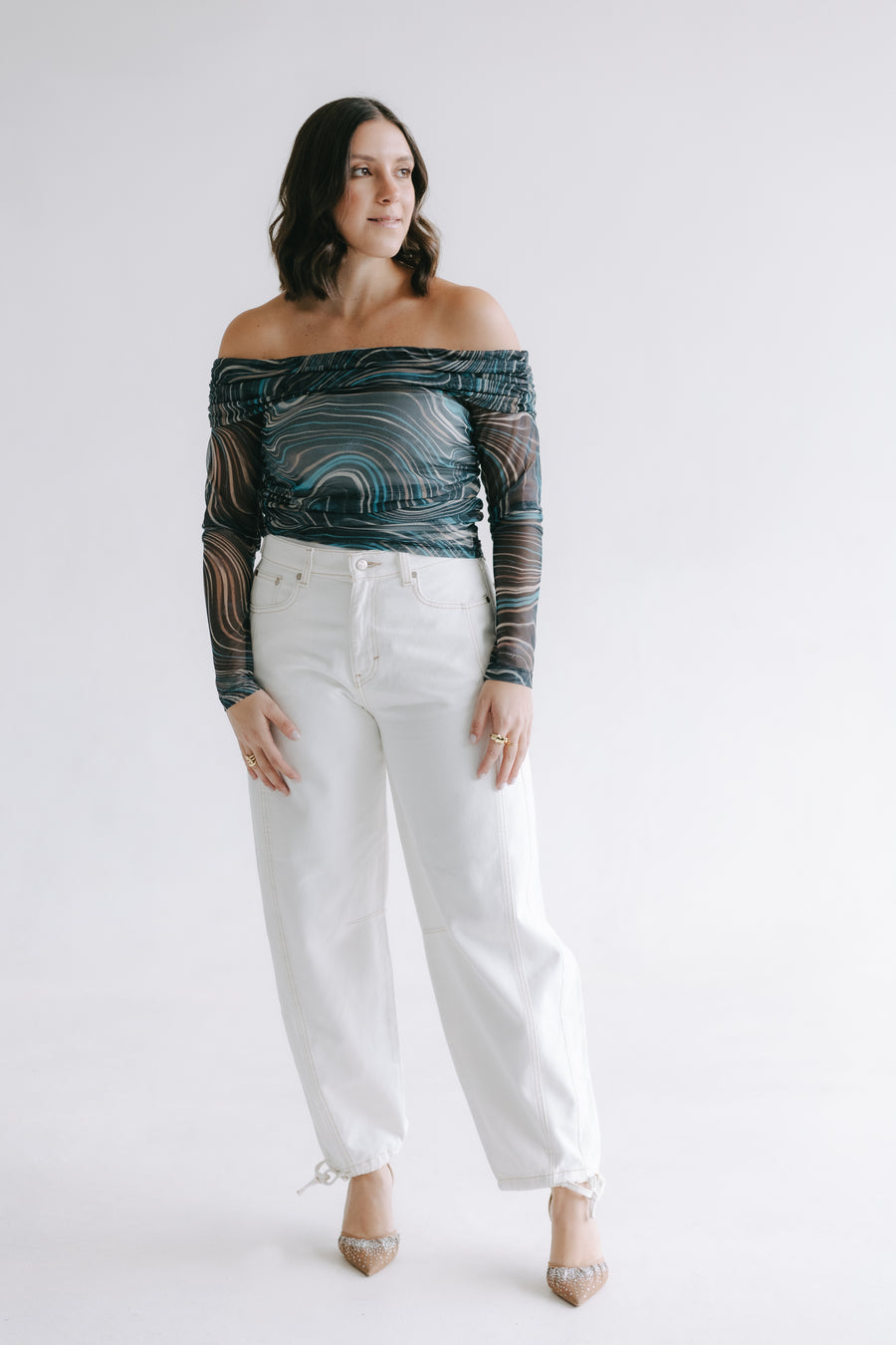 Top Mesh Estampado Mar