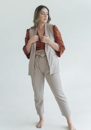 Tie-waist pant light gray