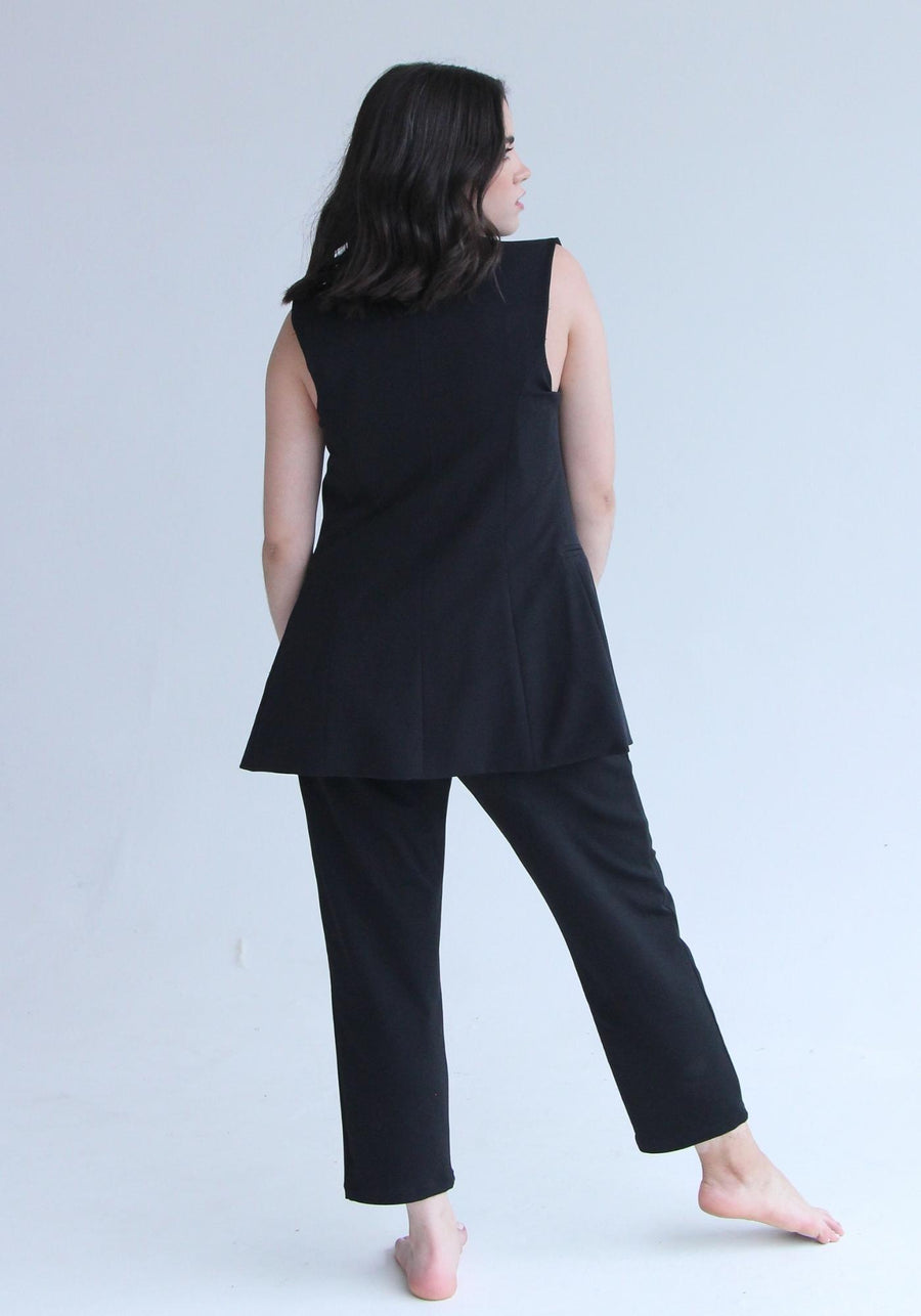 Tie-waist pant black